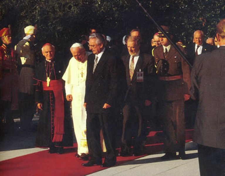 papa i Franjo Tuđman prilikom posjeta Hrvatskoj